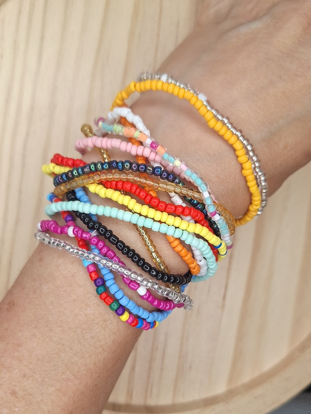 Multicolor Seed Bead Stretch Bracelet Set - Colorful Women’s Jewelry